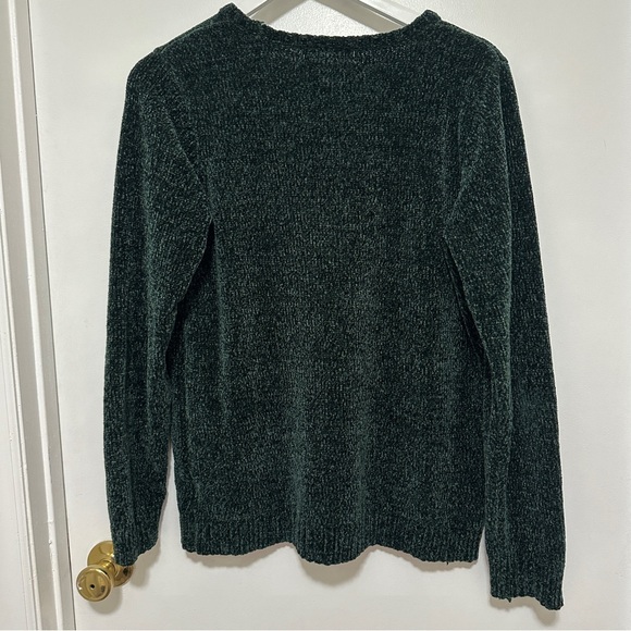 Karen Scott Crewneck Chenille Sweater Green Soft Women Size L - Picture 5 of 5